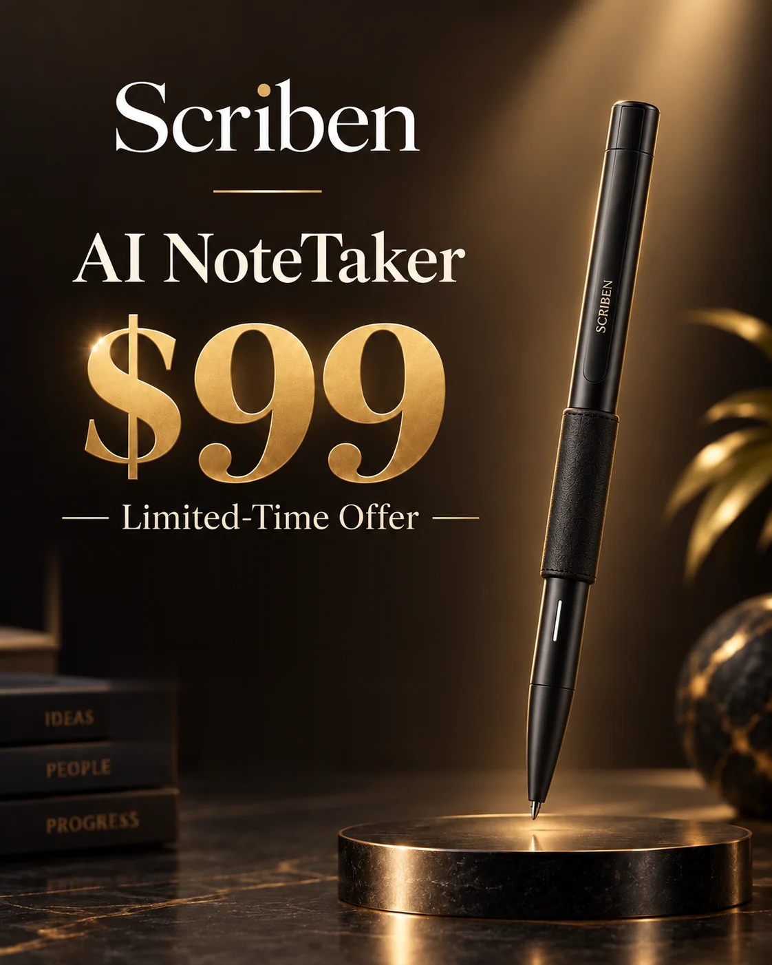 Scriben AI NoteTaker in black, $99 limited-time offer