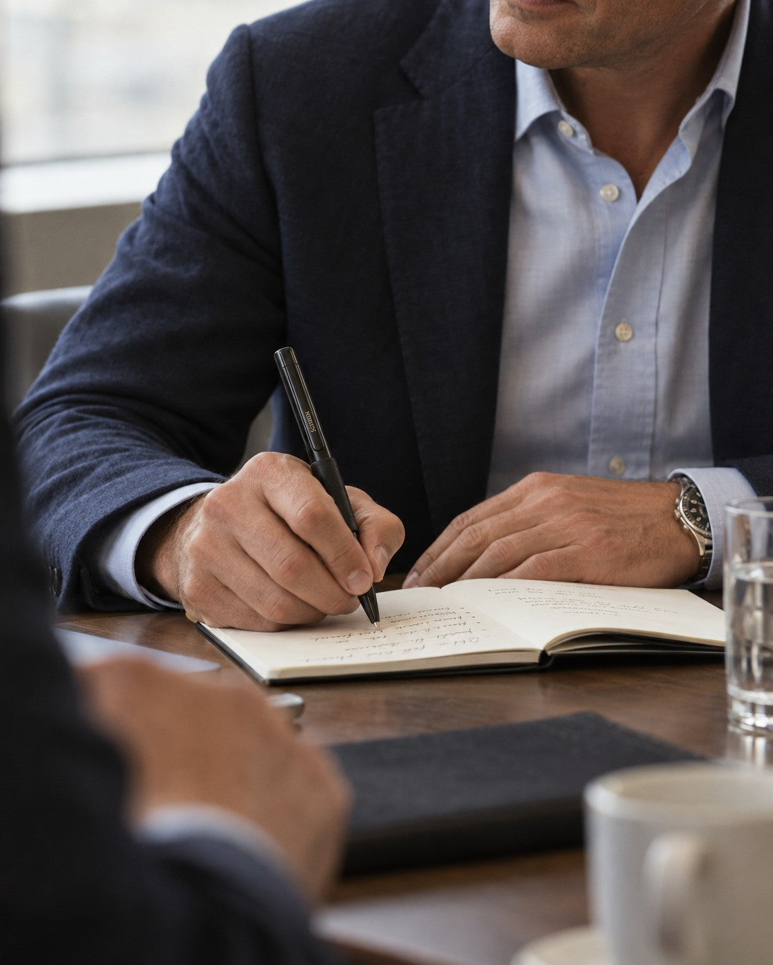 Executive taking notes with the Scriben pen in a meeting